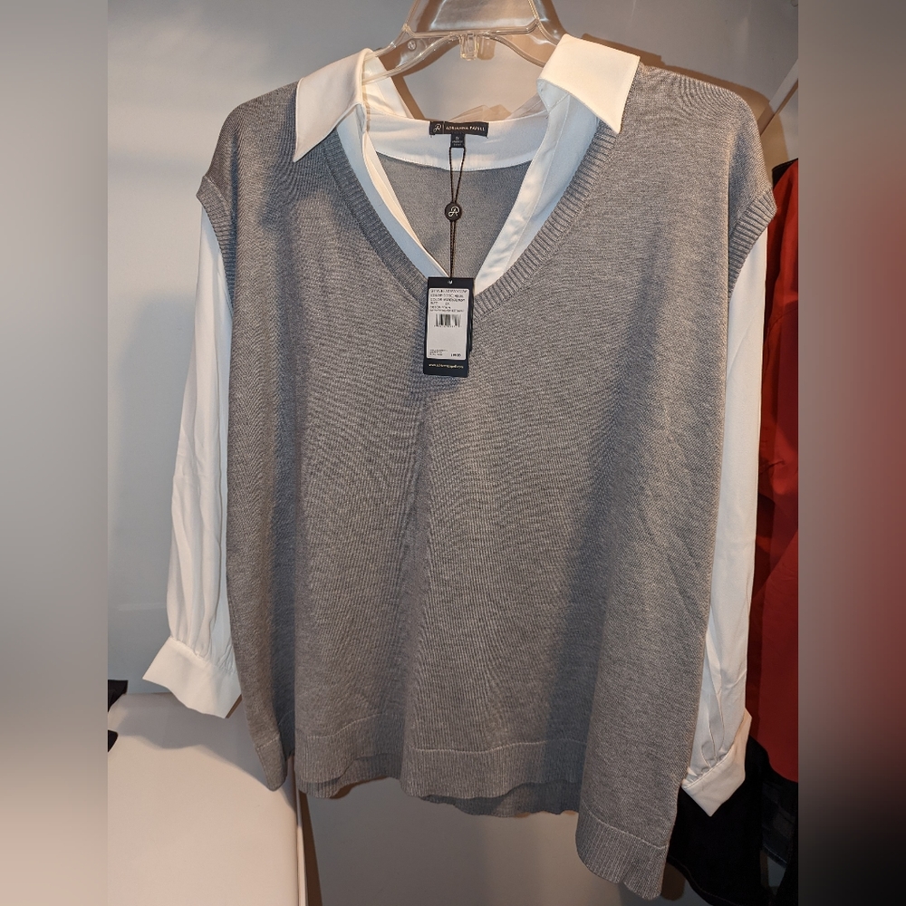 Adrianna Papell Sweater with attach blouse Size 2X